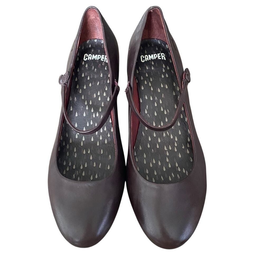 Camper Helena Burgundy Leather Mary Jane Pumps size 38 size 8